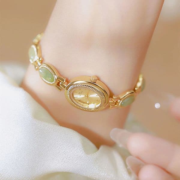 UTHAI Womens Watch Ladies Bracelet Waterproof Retro Natural Dongling Stone an Jade Advanced Chain Watches Gift 250717BJ