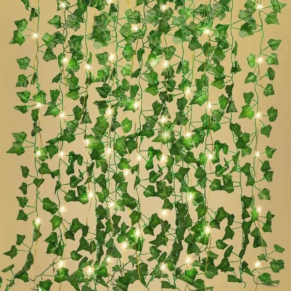 USB Maple Leaf Curtain Lights Artificial Garland Ivy Green Leaves Hanging Plants for Room Garden Party Wedding Wall Decoration Z250718