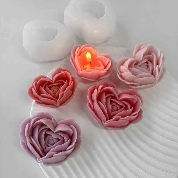 Love Flowers Mold DIY Heart Shaped Roses Aromatherapy Candle Epoxy Resin Plaster Mould Handmade Soap Silicone Molds W250718