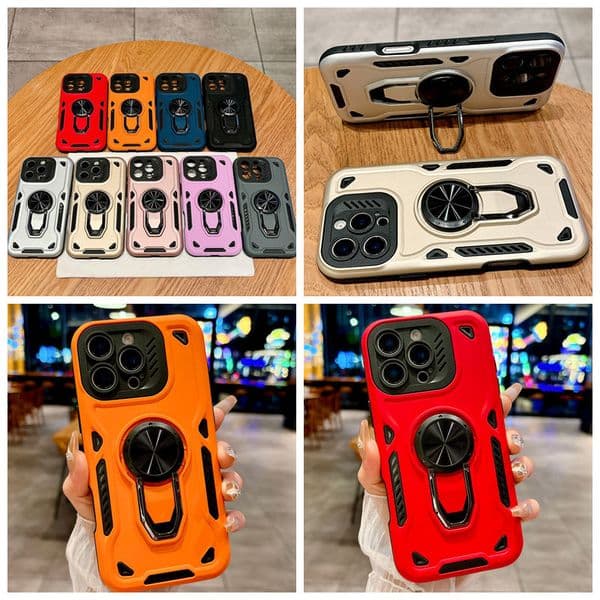 Metal Finger Ring Bracket Cases For Iphone 17 Air 16 15 Pro 14 Plus 13 12 11 X XS Max 8 7 Iphone17 Hard PC TPU Hybrid Car Holder Defender Fine Hole Shockproof