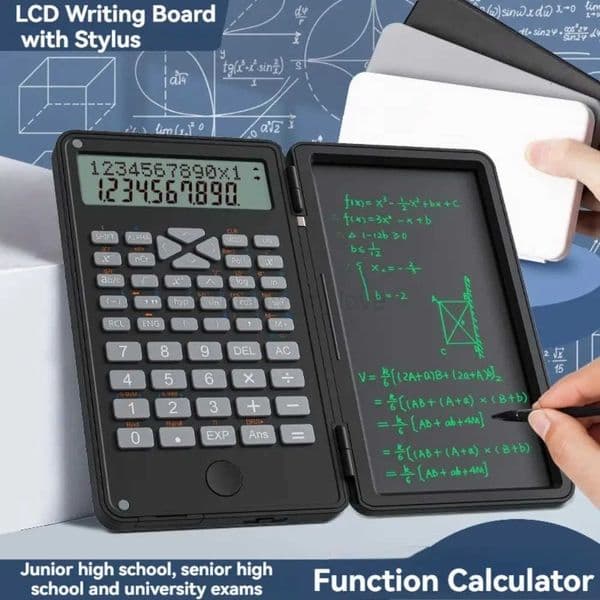 3 in 1 Scientific Calculator 6-inch Foldable Office LCD Drawing Pad Erasable Portable LCD Writing Board with Stylus M250718