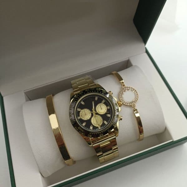 3-piece Swiss Fashion Business Watch Men's Waterproof Steel Strip Watch Multi functional Men's Watch