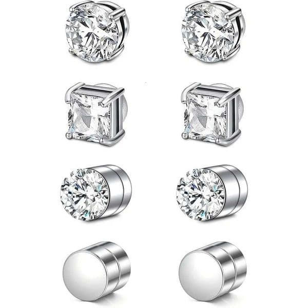 1 Pair Crystal Strong Magnetic Ear Stud Clip Earrings for Men Women Punk Round Zircon Magnetic Earrings Non-Piercing JewelryXJ250718