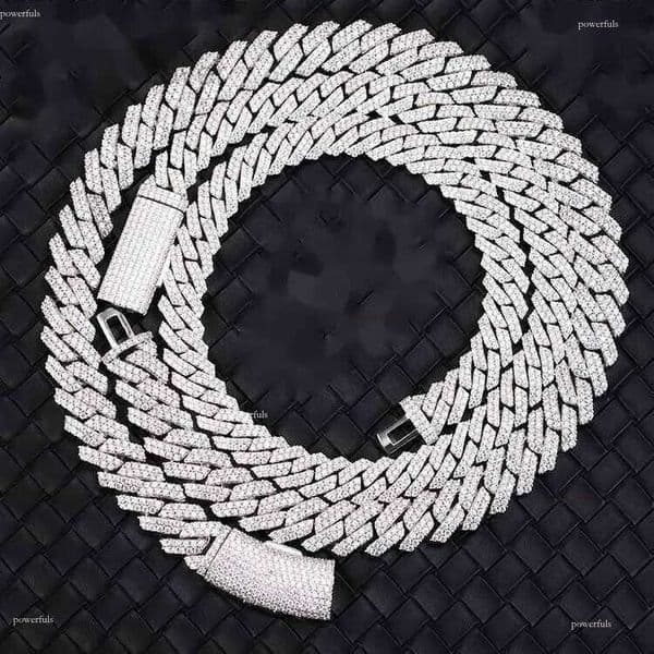 2025 Yu ying Pass test 8-14mm Wide GRA Moissanite dia gold Sterling Sier Cuban link chain for Men Hip Hop Necklace