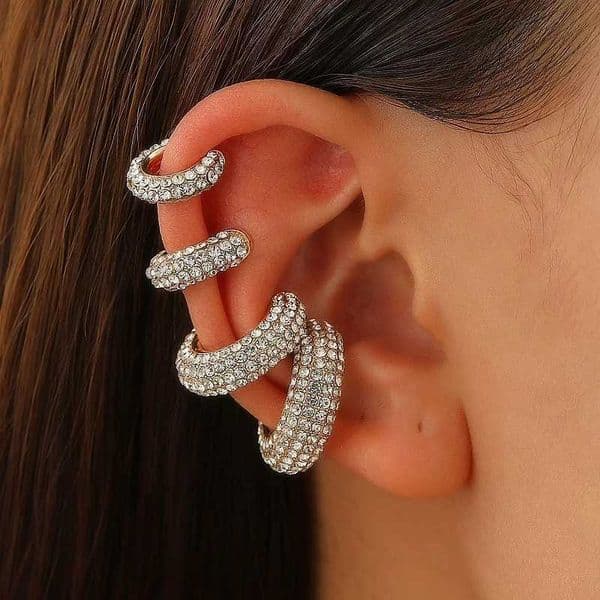 1Pcs Gold Color C Shape Round Cartilage Clip Earrings For Women Luxury Crystal Fake No Pierced Geometric Ear Cuff JewelryXJ250718