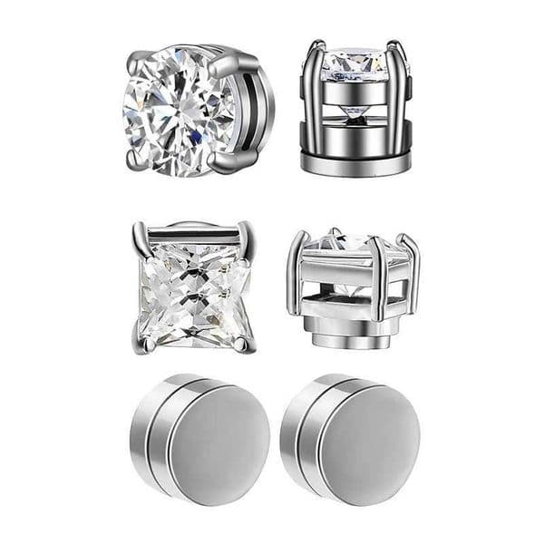 1/3 Pair Crystal Strong Magnetic Ear Stud Clip Earrings for Men and Women Punk Round Zircon Magnetic Earrings Non-Piercing JewelryXJ250718
