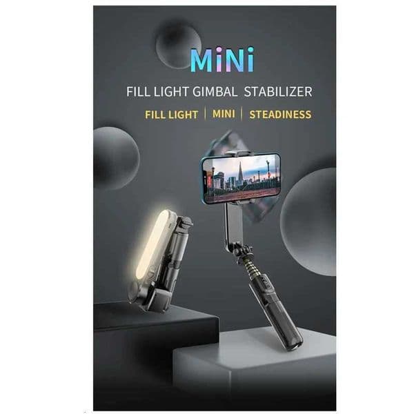 Solid Handheld Gimbal Stabilizer Bluetooth Selfie Stick Adjustable Fill Light Selfie Holder for Smartphone X250719