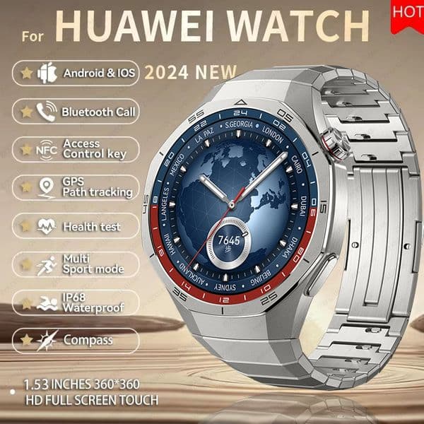 For Watch GT5 Pro Smart Watch 1.53 Inch HD AMOLED Screen NFC GPS Tracker Bluetooth Call Health Monitoring Watch Men Women