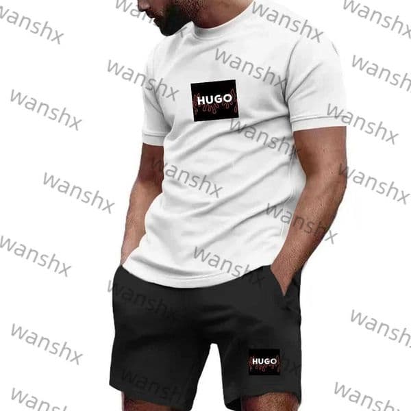 Conjunto deportivo de 2 piezas para hombre camiseta de manga corta de algodn y pantalones cortos ropa deportiva de verano H250719
