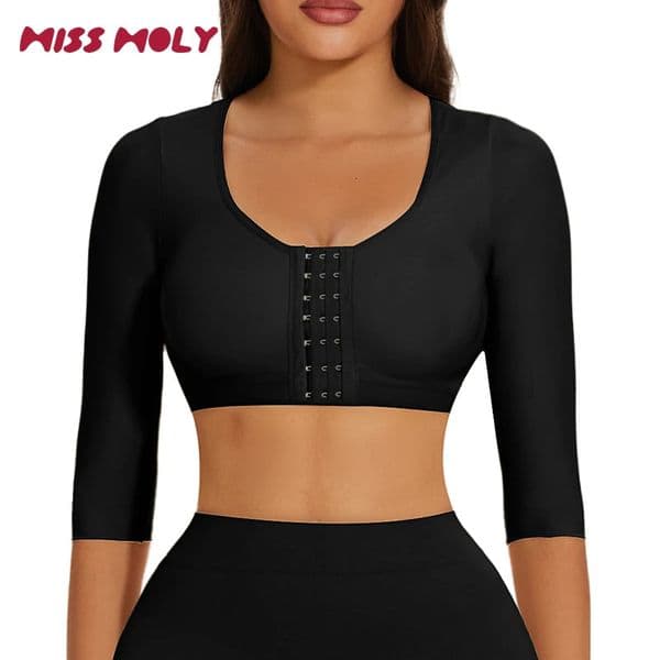 Body Shaper with Arm Women Shaper Tops for Compression Post Surgery Front Closure Bra Shapewear Back Support Cropped T Shirt 250716