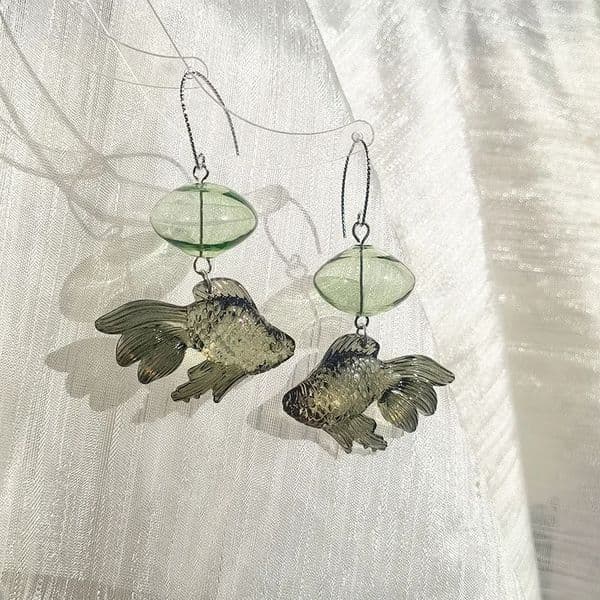 Creative Goldfish Earring Unique Transparent Goldfish Pendant Earring Cute Koi Fish Drop Earrings Statement Jewelry Wholesale 250715