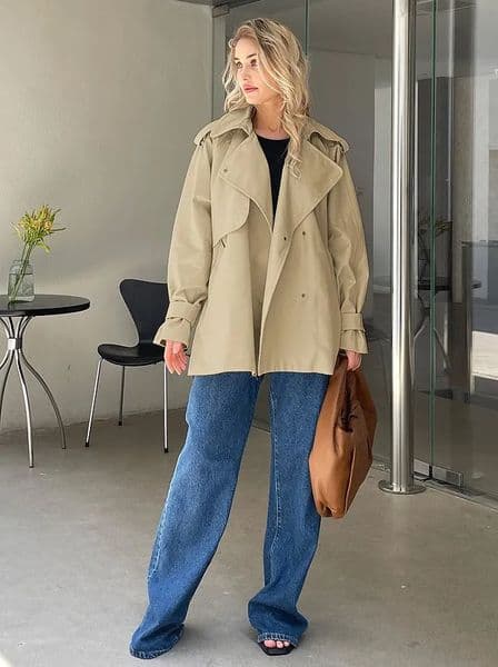 2025 Women Fall Autumn Cotton Short Trench Jacket and Coat Casual Outerwear 250716