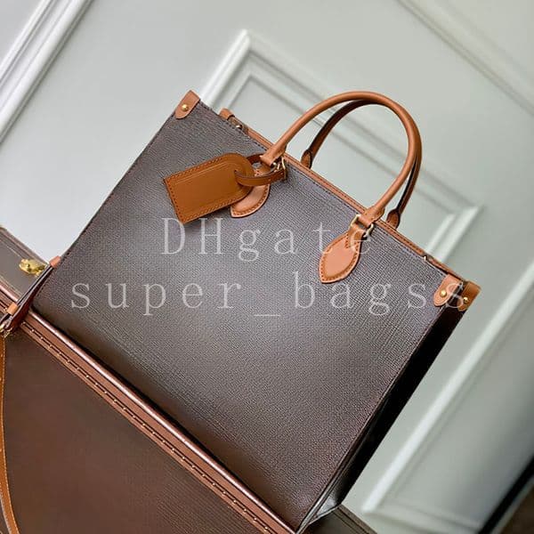 Organizer tote bag Medium shopping bag Mirror quality handbag Coated canvas grained leather Crossbody bag luxury designer bag 37CM shoulder bag with box LO01F1
