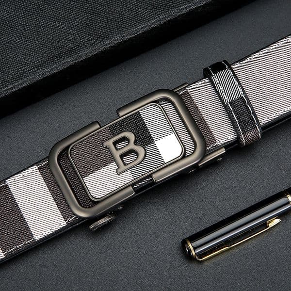 Striped Belts Men Classic Checkered Leather Classic Pattern Designer Mens And Womens Metal Letter Buckle Belt 105CM-125CM With Box