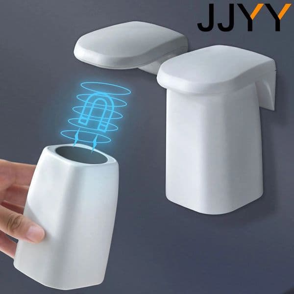 Magnetic Suction Mouthwash Cup Wall Mounted Magnet Toothbrush Holder for Home Bathroom Shower Drain Rack Brushing Accessories 250714