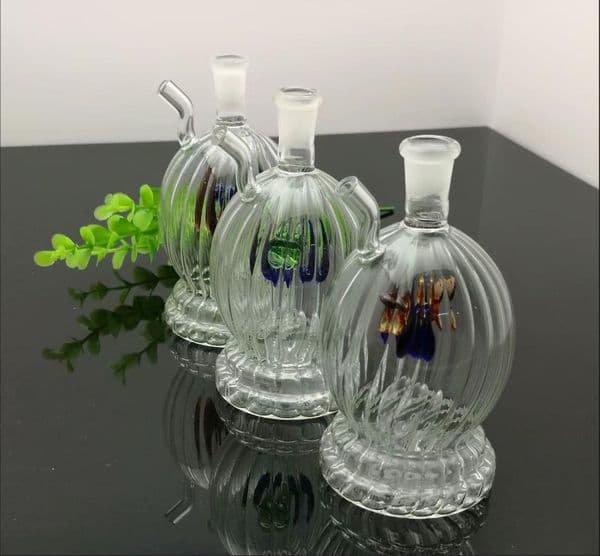 Glass Pipes Smoking Manufacture Hand-blown hookah Mini Striped Round Belled Glass Water Smoke Bottle