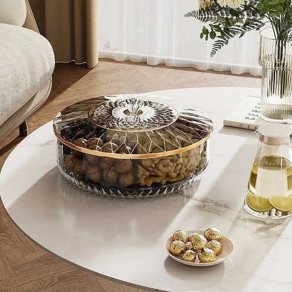 Rotatable Snack Storage Box Fruit Platter Creative Dried Fruit Snack Plate Household Airtight Container Snacks Dish Decoration X250721