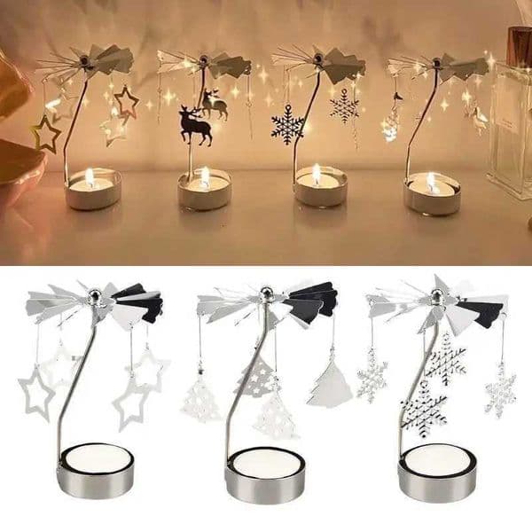 Silver Candle Holder Home Decoration Valentines Gift Rotating Candlestick Party Decor Romantic Carousel Christmas Candle Stand W250721