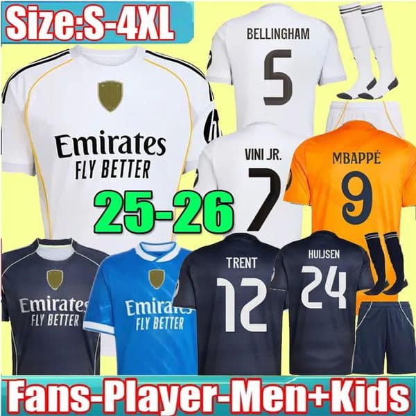 3XL 4XL Reals MBAPPE BELLINGHAM VINI JR MadrIdS 25 26 soccer jerseys MODRIC RODRYGO VALVERDE ENDRICK 2025 2026 Football Shirts CARVAJAL Men Kids Kit uniforms