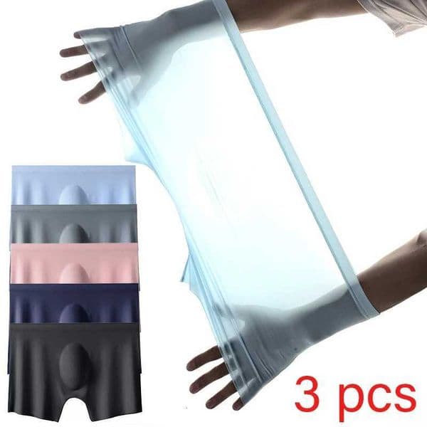 3Pcs/Lot Mens Summer Ultra-thin Boxers Briefs Ice Silk Seamless Underwear Sexy Lingerie Underpants Breathable Shorts Panties XJ250721