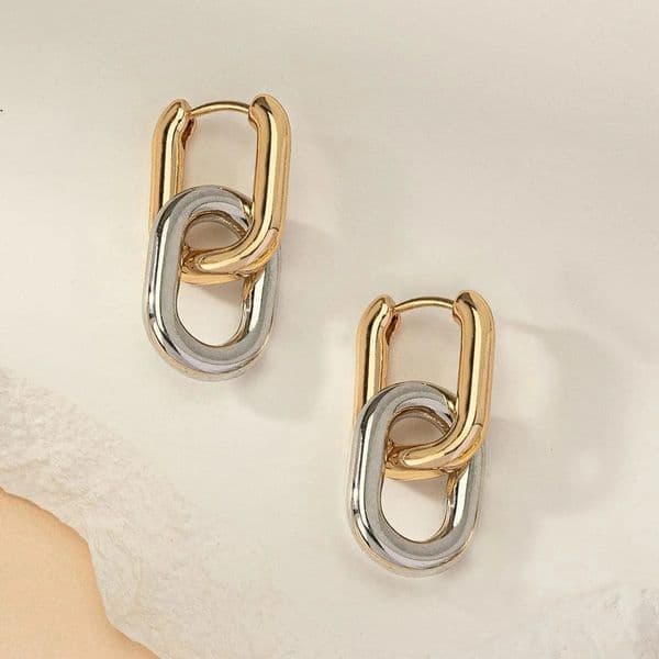 Stainless Steel Fashion Gold Color Geometric Square Hoop Earrings for Women Huggie Punk Hip-Hop Metal Round Circle Party Jewelry 250715