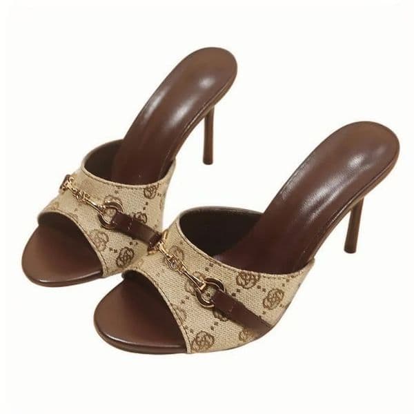 Designer sandals Heeled sandals, leopard print shoes Open-toe fishmouth slanted heel casual and versatile resort sandals stylish and luxurious