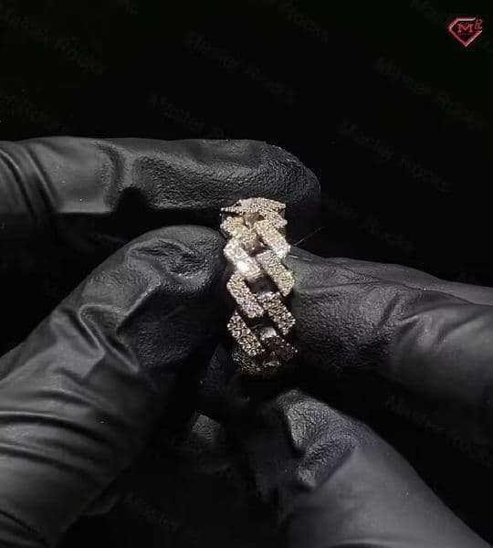 Popular Rings for Men Iced Out Straight Edge Cuban Ring 925 Sterling Silver VVS Moissanite Ring