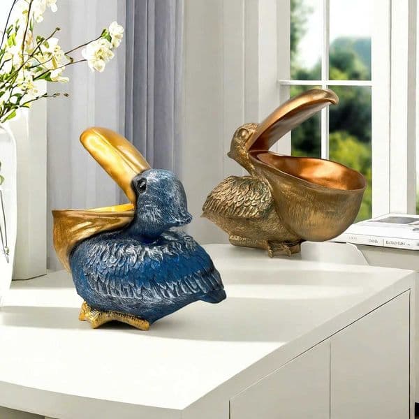 Resin Handicraft Pelican Golden Bird Desktop Storage Container Candy Tray Put Away The Ornaments Living Room Tabletop Crafts X250721