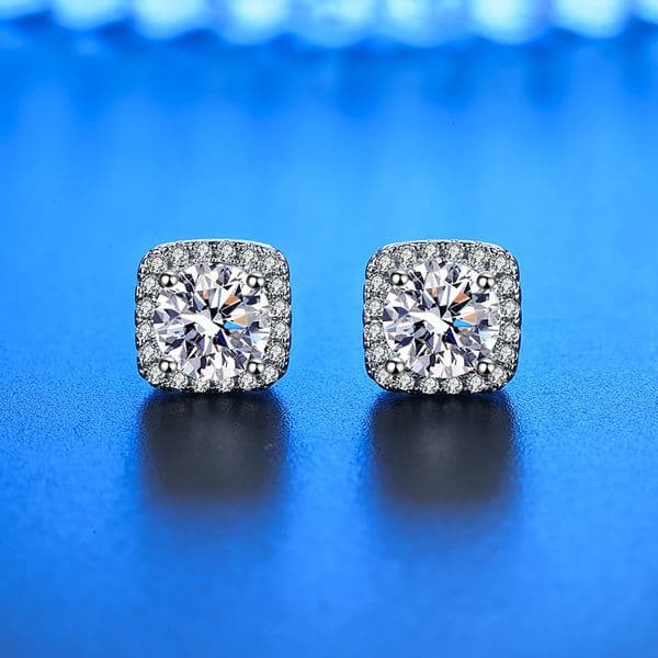 Live Princess Bag Imitation Moissanite for Women Fashion Square Temperament Gift Women's Earrings Jewelry Accessories