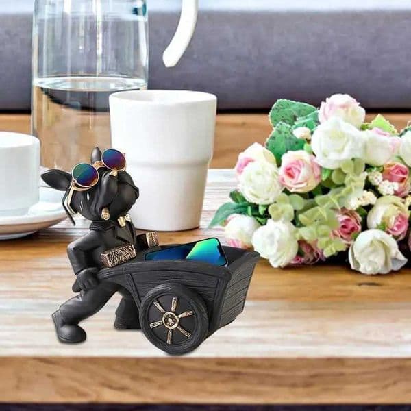 Dog Key Holder Bowl Entryway Dog Key Holder Storage Box Decoration Adorable Creative Dog Pulling A Cart Design Statue Storage X2507211