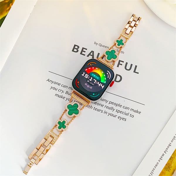 2026 New New Shiny Four Leaf Clover Metal Outdoor Applewatch Straps For Apple Watch 49Mm 46Mm 45Mm 44Mm 42Mm 41Mm 40Mm 38Mm Bands Iwatch Series 10 9 8 7 6 outdo