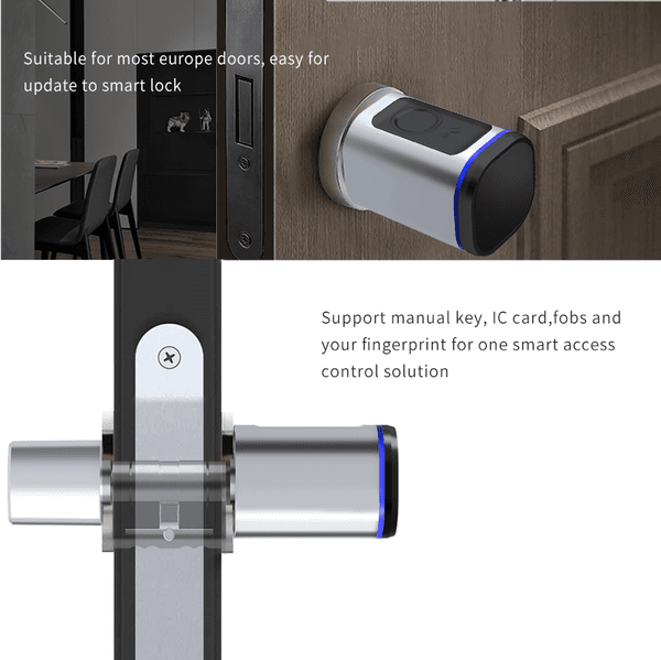 Aluminum Smart Lock Cylinder with Tuya App Remote Control Emergency Charging Port IP5X Rated for Wooden or Metal Doors