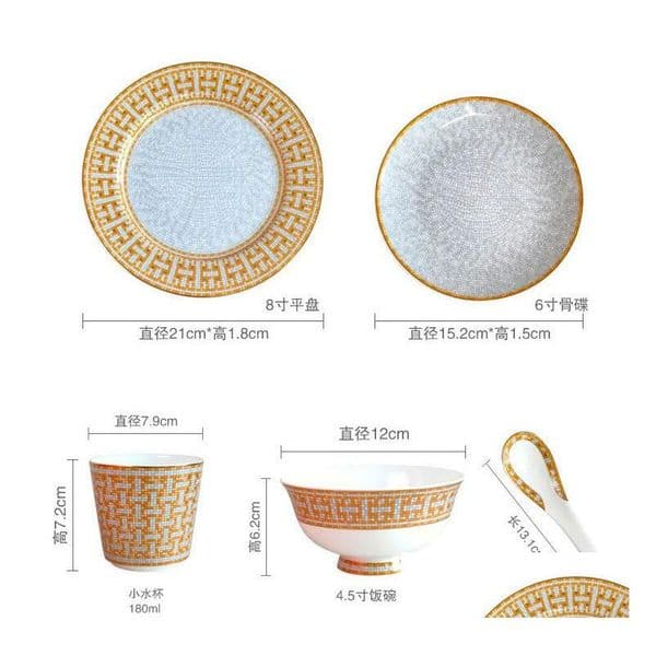 Dinnerware Sets Classics Designer European Plate Spoon Set Bone China Tableware For Two People 10Piece Household Drop Delivery Home Otdvq 2323