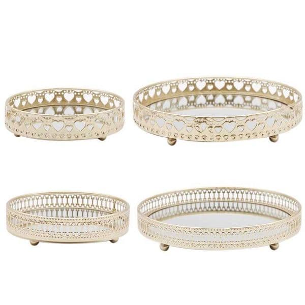 Nordic Luxury Metal Mirror Tray Round Plate Desktop Jewelry Storage for Coffee Table Dresser Bathroom Bedroom Home Decor X250721