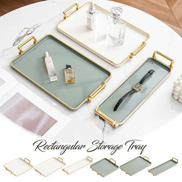 Rectangular Light Luxury Tray Cosmetics Storage Tray Living Room Water Cup Storage Hotel Apartment Storage Tray Household Access X250721