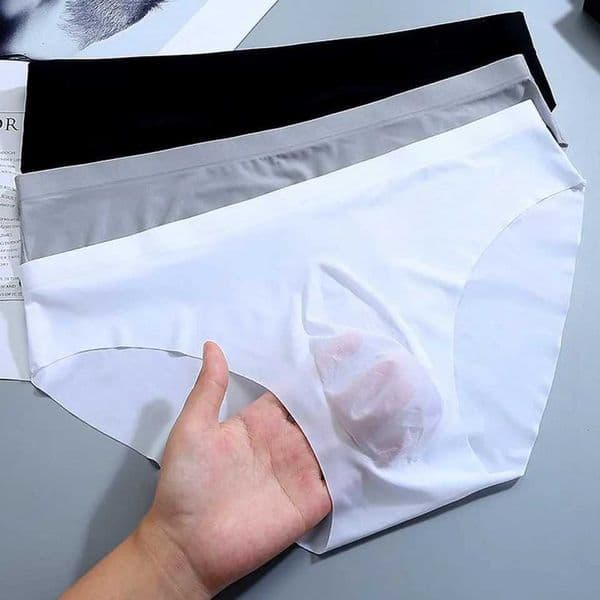 Sexy Mens Panties Ice Cool Breathable Semi Transparent Brief Solid Color Middle Waist Underwear Pump Man Bulge Pouch Briefs XJ250721