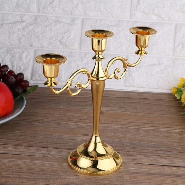 3 Arms Candle Holder European Style Vintage Metal Candelabra Candle Stands Candlestick for Home Party Wedding Decoration W250721