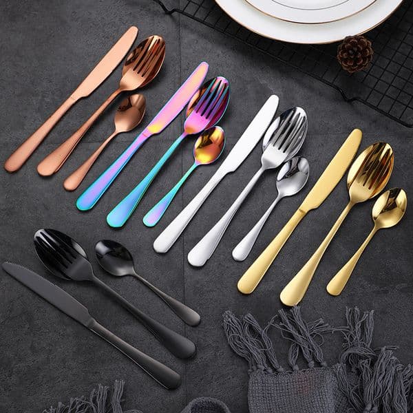 Western Dinnerware Set Gold Flatware Cutlery Set Knife Fork Spoon