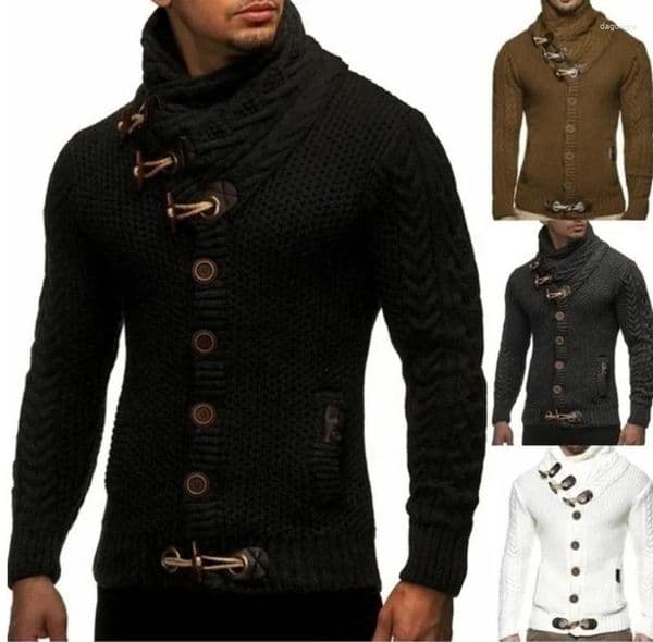 Men's Sweaters Stylish Men Sweater Long Sleeve Streetwear Super Soft Knitting High Collar Cardigan