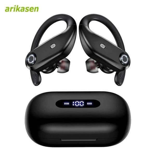 Wireless Earbuds Built-In 4 Noise Cancellation Mic Clear Calls Deep Bass Bluetooth Sports Running Headphones With Earhook Stereo