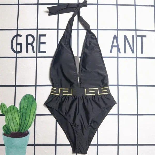 Table Cloth 2025 Women's Sexy Deep V-neck Hanging Neck Strap Adjustable One-piece Swimsuit