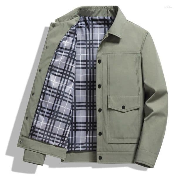 Men's Jackets 2025 Luxury Dad's Clothing Jacket - Casual Coat With Flap Collar Simple For Men Upper Garment