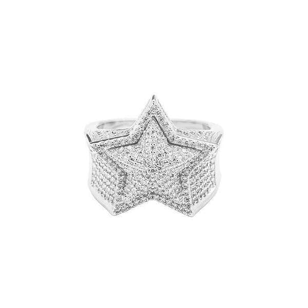 Customized Fashion Sterling Sier Star Shape VVS Moissanite Dia Ring Top Quality for Hip Hop Men's Life