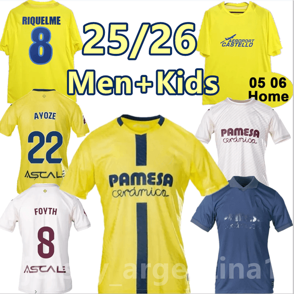 25/26 Villarreal FC soccer Jerseys MOI GOMEZ Home Camisa de futebol RIQUELME FORLAN 05 06 Retro KROMKAMP FORLAN Uniforms Men kids kit Football Shirt 999