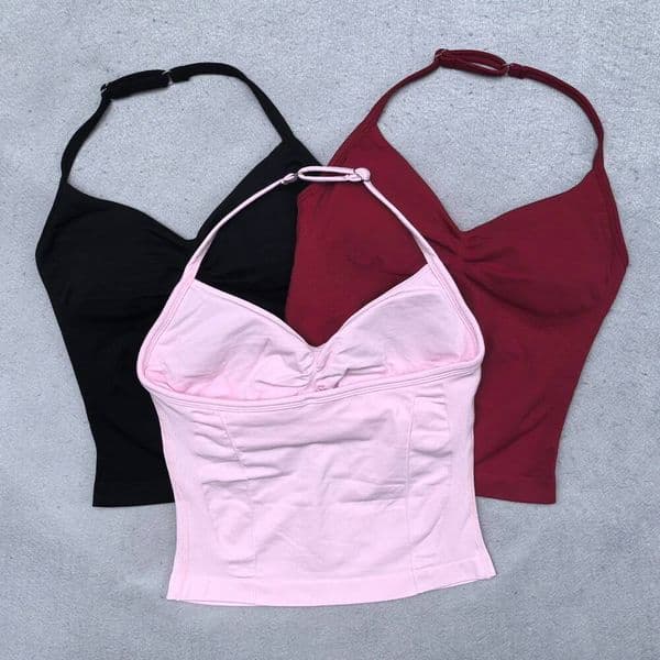 Adjustable Longline Strappy Gym Clothes Women Scrunch Built-In Bra With Removable Cups Yoga Tank Tops Sports Vest
