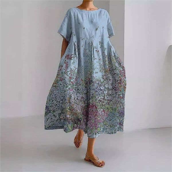 256 Summer new hot sale women's loose high-end short-sleeved 3D large size dress