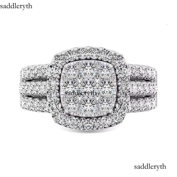 Luxury Engagement Silver High Quality Round Cutting Rubble Ice Cold Women's Ring Boutique Jewelry