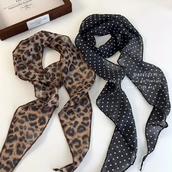 K-Style Animal Print Polka Dot Scarf Belt Boho Hair Band TikTok Viral Spring Summer Satin Accessories Luxe Versatile Scarf 250717