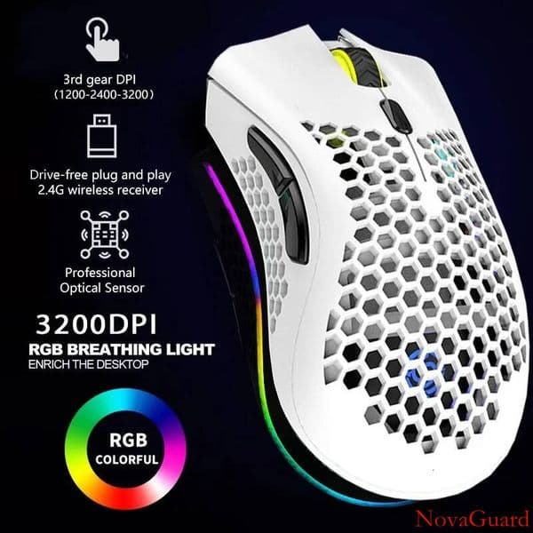 2.4G Wireless RGB Light Honeycomb Gaming Mouse Rechargeable USB Desktop PC Computers Aouse Laptop Mice Gamer Cute 230831