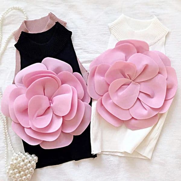 Fashion ner Sling Tops Women 3D Floral Patchwork Slim Solid Color Sleeveless Backless Vest Sexy 250723